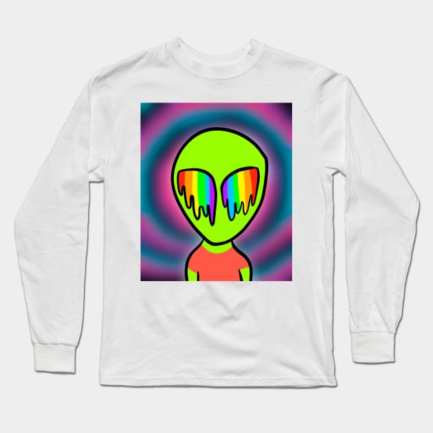 Trippy Hippie Alien Long Sleeve T-Shirt by cmxcrunch